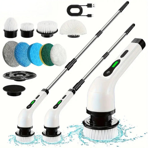 9 In 1 Cordless Rechargeable Electric Spin Scrubber Turbo Cleaning Brush Mops Brooms & Scrubbers