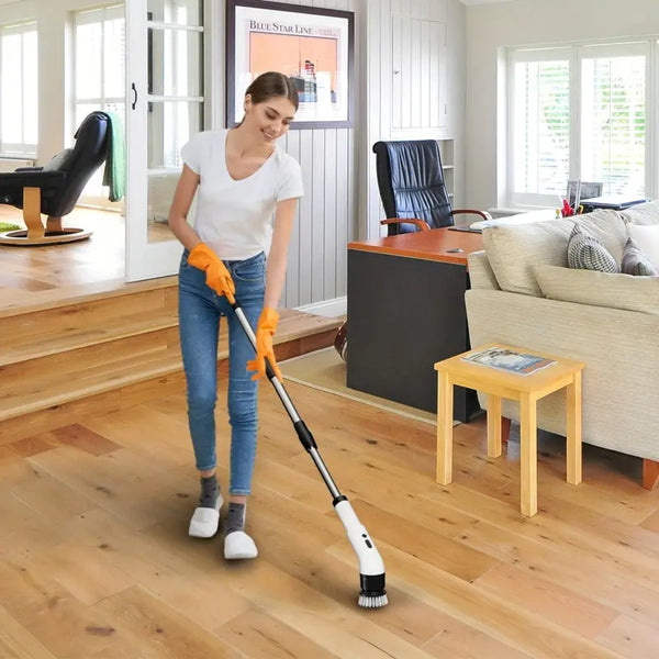 9 In 1 Cordless Rechargeable Electric Spin Scrubber Turbo Cleaning Brush Mops Brooms & Scrubbers