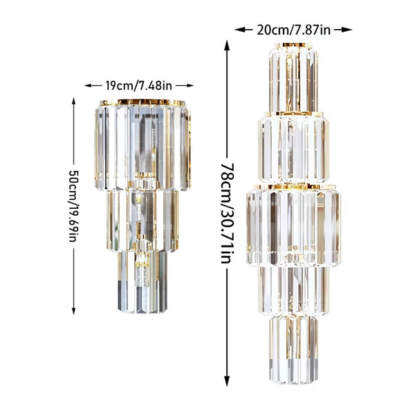 3 Layers Crystal Wall Lamp Sconce Light Lamps
