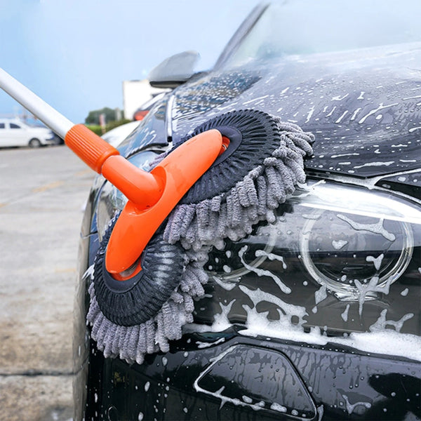 Car Wash Mop With Double Brush Head And Telescopic Handle Mop & Broom Accessories
