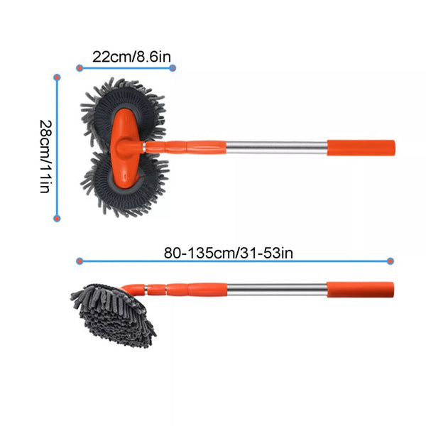 Car Wash Mop With Double Brush Head And Telescopic Handle Mop & Broom Accessories