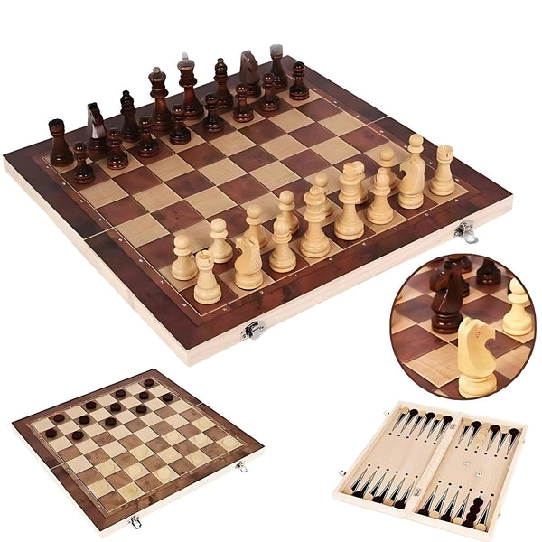 3 In 1 Chess Board Set With Checkers And Backgammon Board Games