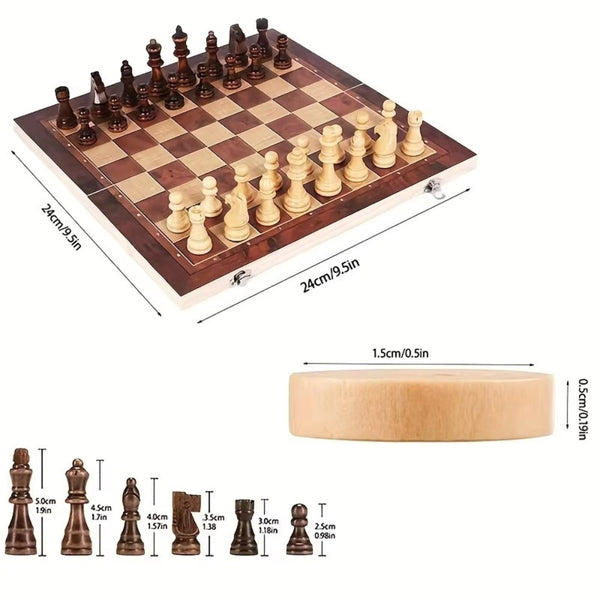 3 In 1 Chess Board Set With Checkers And Backgammon Board Games
