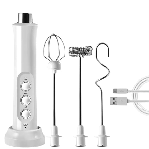 Rechargeable Electric Milk Frother 3 In 1 Handheld Coffee Mixer Milk Frothers