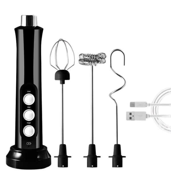 Rechargeable Electric Milk Frother 3 In 1 Handheld Coffee Mixer Milk Frothers