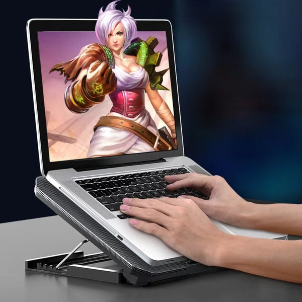 Gaming Laptop Cooling Pad With Led Display Usb Ports Adjustable Stand High Speed Fan Laptop Cooling Pads