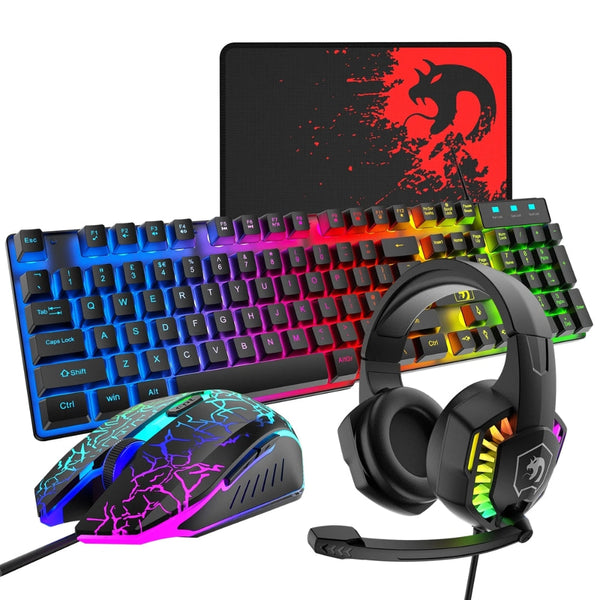 4 In 1 Gaming Keyboard Mouse Headset And Pad Combo Keyboard & Mouse Bundles