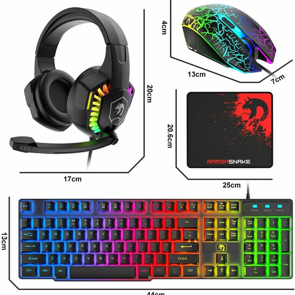 4 In 1 Gaming Keyboard Mouse Headset And Pad Combo Keyboard & Mouse Bundles