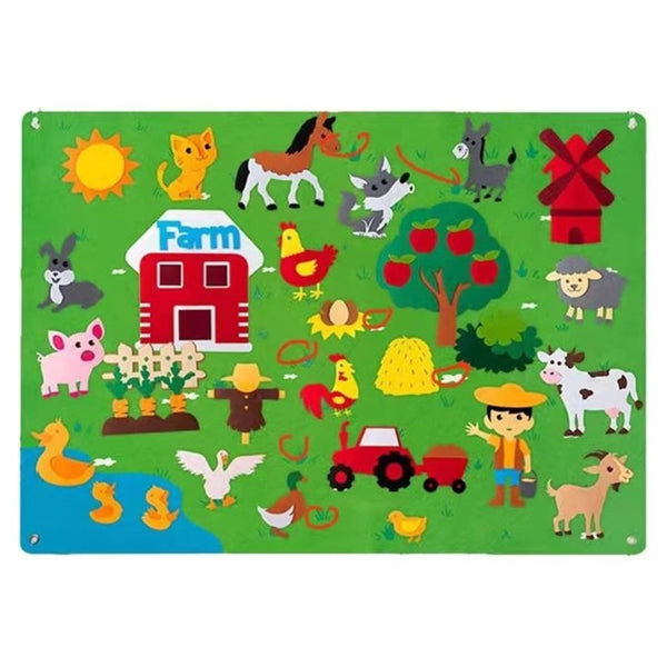 Children's Teaching Felt Board Farm Animals Story Set Educational Toys