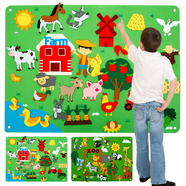 Children's Teaching Felt Board Farm Animals Story Set Educational Toys
