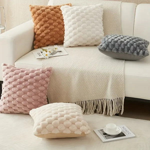 3D Soft Plush Pineapple Grid Throw Pillowcase Pillow Cases