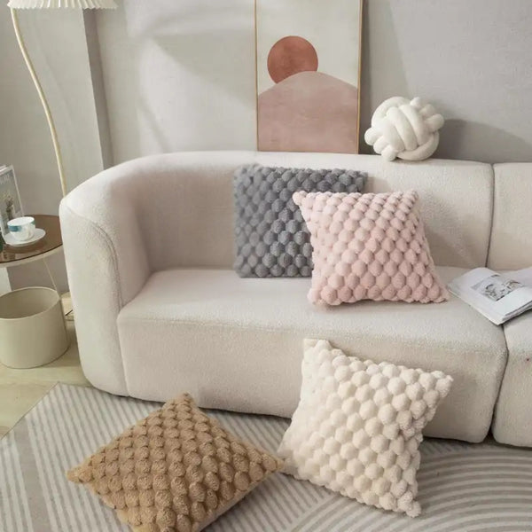 3D Soft Plush Pineapple Grid Throw Pillowcase Pillow Cases