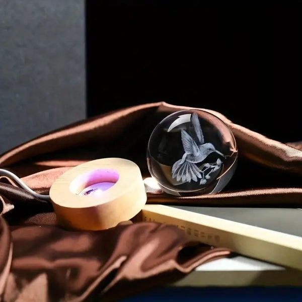 3D Hummingbird Crystal Ball Laser Engraved Home Decoration Crystal Glass