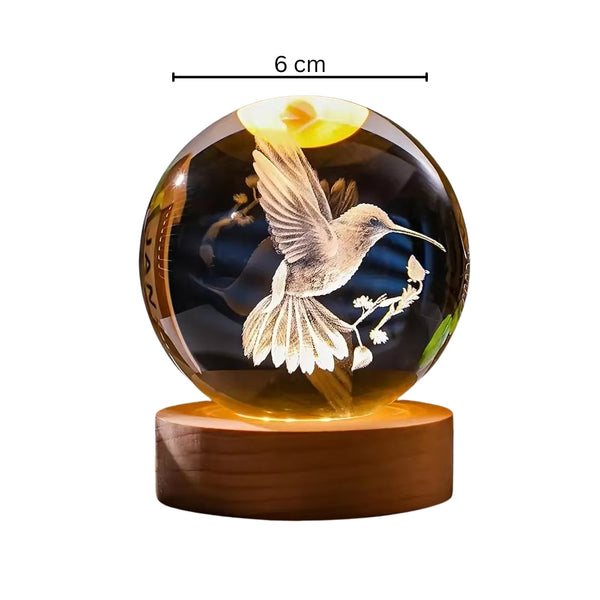 3D Hummingbird Crystal Ball Laser Engraved Home Decoration Crystal Glass
