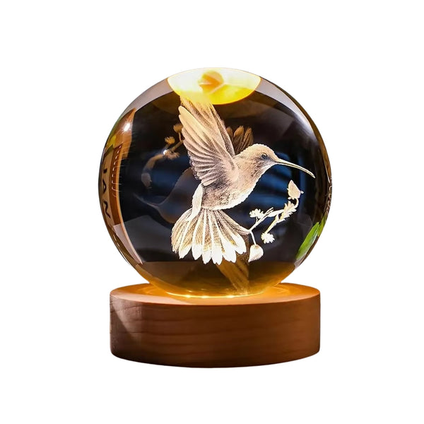 3D Hummingbird Crystal Ball Laser Engraved Home Decoration Crystal Glass