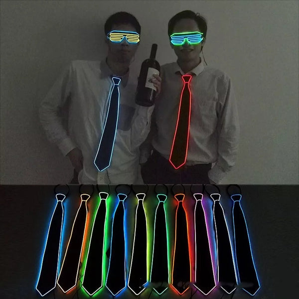 Men's Led Glowing Neon Tie Light Up Party Accessory Ties