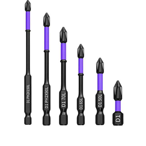 6/12 Pcs Magnetic Screwdriver Bits Non Slip Shockproof Phillips Impact Screwdrivers