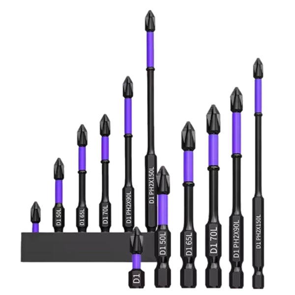 6/12 Pcs Magnetic Screwdriver Bits Non Slip Shockproof Phillips Impact Screwdrivers