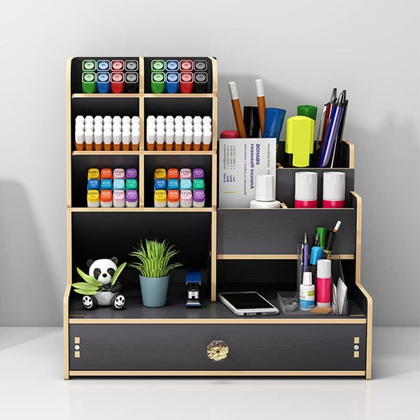 Desk Organiser Diy Desktop Tidy Pen Holder With Drawer Pen Holders