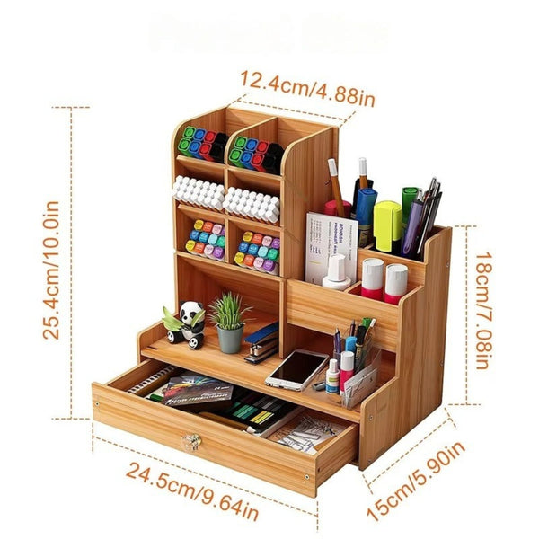 Desk Organiser Diy Desktop Tidy Pen Holder With Drawer Pen Holders