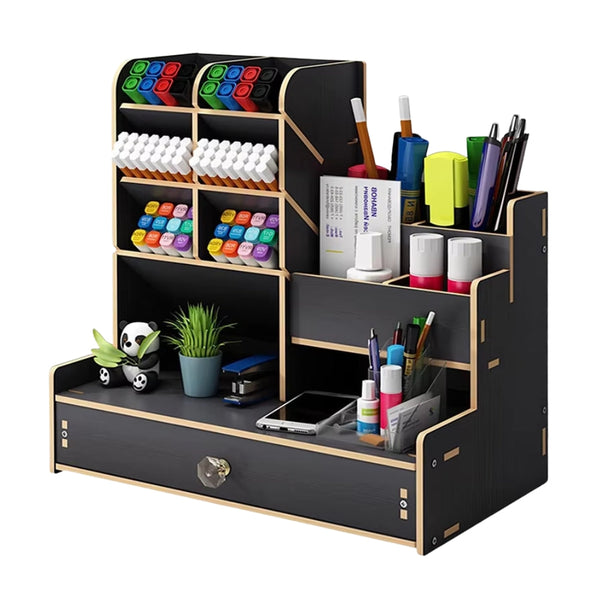 Desk Organiser Diy Desktop Tidy Pen Holder With Drawer Pen Holders