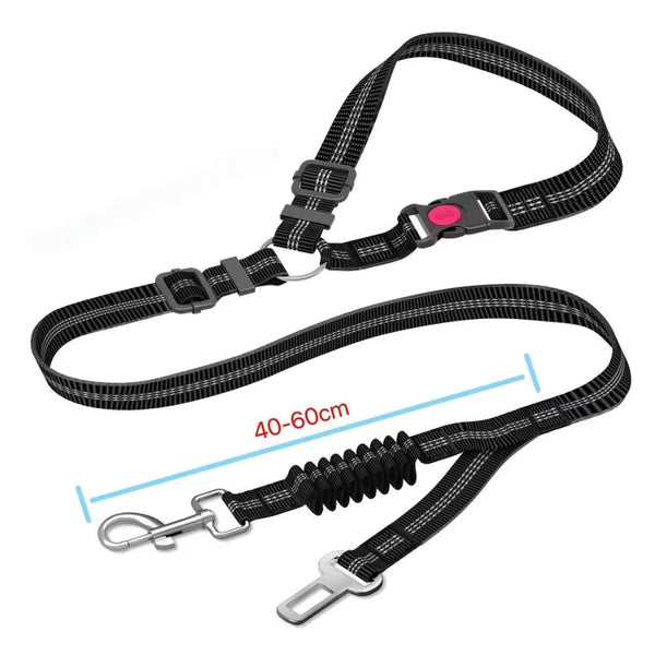 Heavy Duty Dog Car Seat Belt With Striped Nylon Design Pet Transport