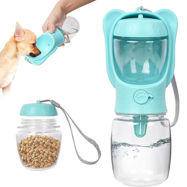 2 In 1 Dog Water Bottle With Food Container And Leak Proof Travel Dispenser Pet Transport