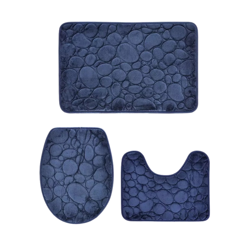 Water Absorbing Non Slip 3 Piece Bathroom Mat Set Bath Mats Rugs & Toilet Covers