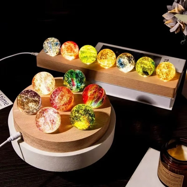 Colorful Glass Star Ball Set Luminous Planets Astronomy Inspired Figurines
