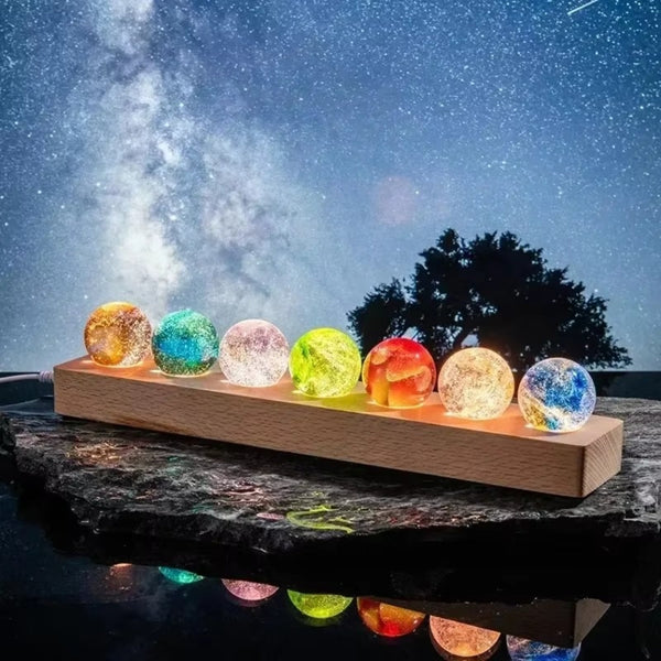 Colorful Glass Star Ball Set Luminous Planets Astronomy Inspired Figurines