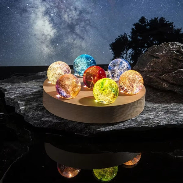 Colorful Glass Star Ball Set Luminous Planets Astronomy Inspired Figurines