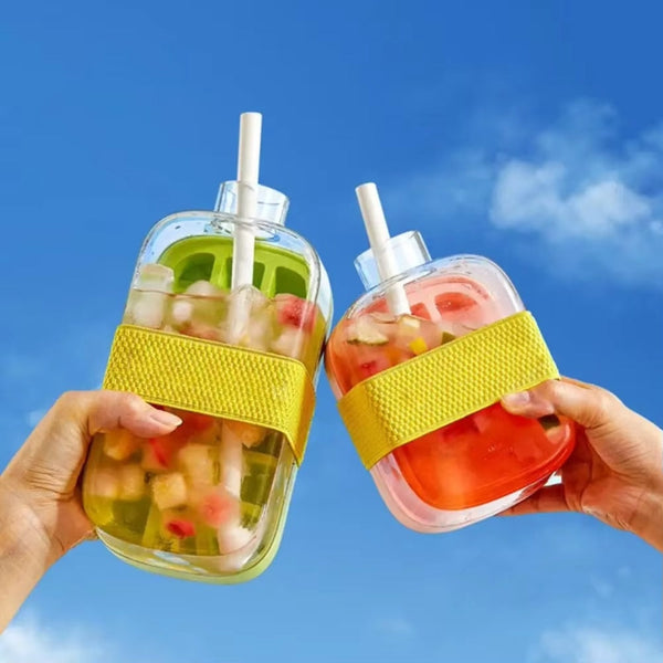 Ice Cube Tray Straw 2 In 1 Make Pressing Mould Drink Bottle Ice Cubes Trays & Moulds