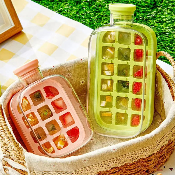 Ice Cube Tray Straw 2 In 1 Make Pressing Mould Drink Bottle Ice Cubes Trays & Moulds