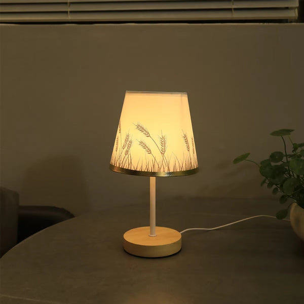 Solid Wood Cloth Nordic Decorative Table Bedroom Bedside Lamp Lamps