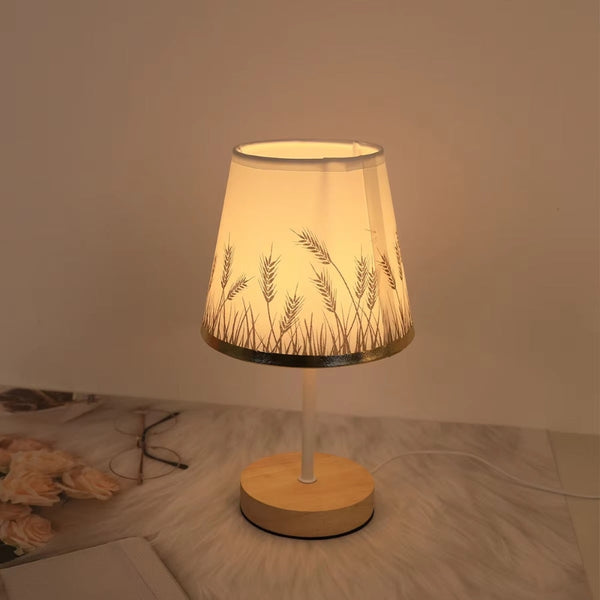 Solid Wood Cloth Nordic Decorative Table Bedroom Bedside Lamp Lamps