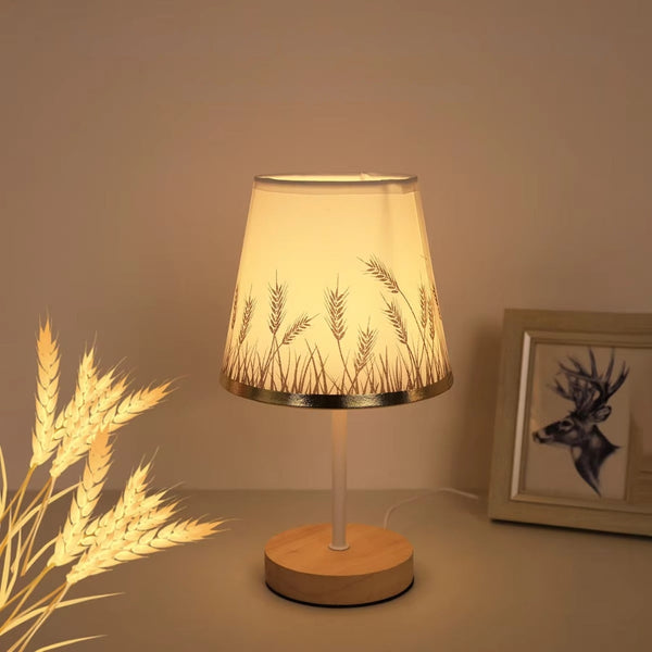 Solid Wood Cloth Nordic Decorative Table Bedroom Bedside Lamp Lamps