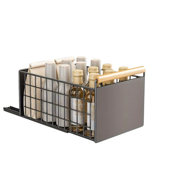 Pull Out Dish Rack With Wooden Handle And Drain Tray Racks & Holders