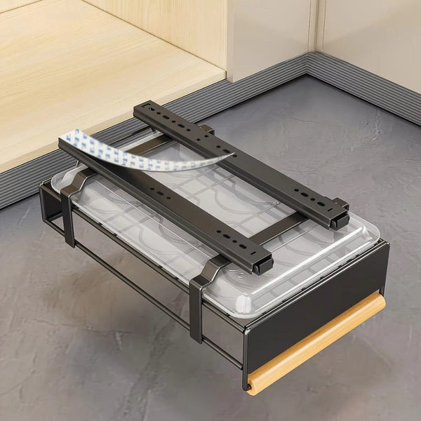 Pull Out Dish Rack With Wooden Handle And Drain Tray Racks & Holders