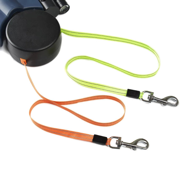 Retractable Dual Dog Leash With Led Light And Independent Braking Leads & Head Collars