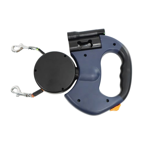 Retractable Dual Dog Leash With Led Light And Independent Braking Leads & Head Collars