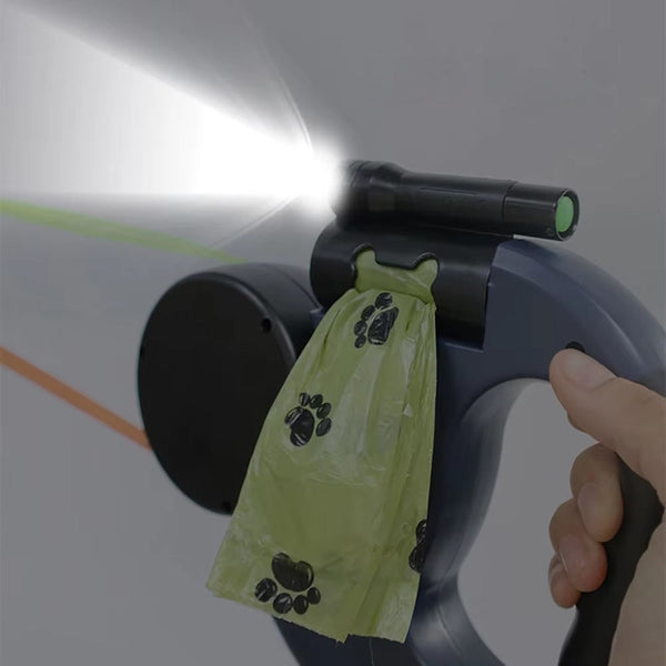 Retractable Dual Dog Leash With Led Light And Independent Braking Leads & Head Collars