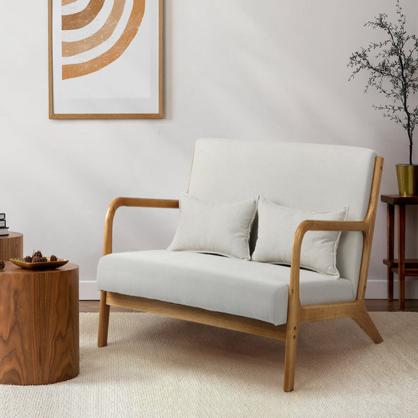 Armchair Couch Pillows 2 Seater Fabric Beige Cushions & Decorative Pillows