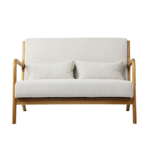 Armchair Couch Pillows 2 Seater Fabric Beige Cushions & Decorative Pillows