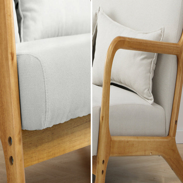 Armchair Couch Pillows 2 Seater Fabric Beige Cushions & Decorative Pillows