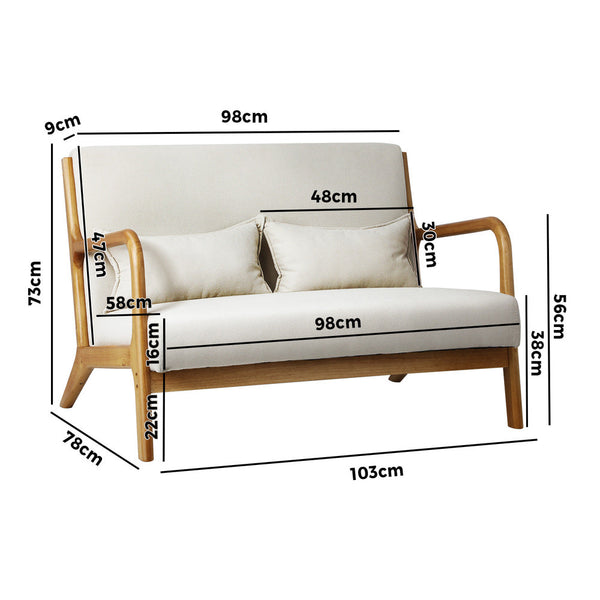 Armchair Couch Pillows 2 Seater Fabric Beige Cushions & Decorative Pillows