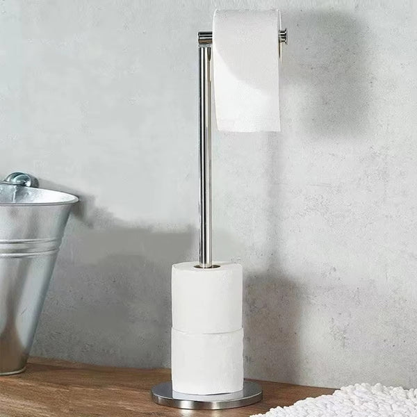 Stainless Steel Floor Mounted Toilet Paper Holder With Single Pole Toilet Paper Holders & Storage