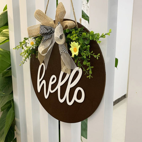 Welcome Hello Hanging Decoration Front Door Rustic Sign Plaques & Signs
