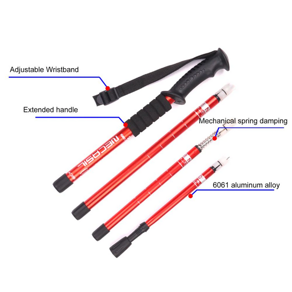 Straight Shank Trekking Pole Lock Telescopic Belt 3 Section Shock Absorber Walking & Trekking Sticks