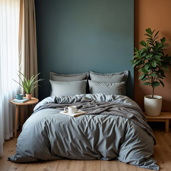 Royal Comfort 1000Tc Cotton Blend Quilt Cover Sets King Charcoal Quilt Covers