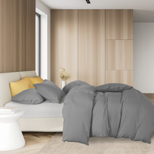 Royal Comfort 1000Tc Cotton Blend Quilt Cover Sets King Charcoal Quilt Covers